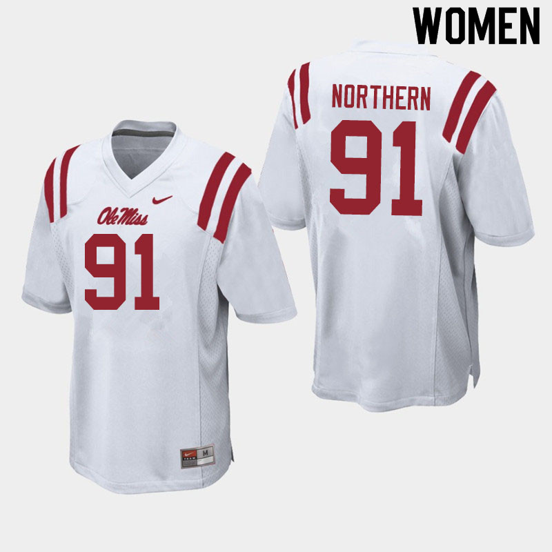 Women #91 Hal Northern Ole Miss Rebels College Football Jerseys Sale-White
